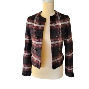 Banana Republic Womens Jacket Tweed Cropped Peacoat Wool Blend Lined Sz 2